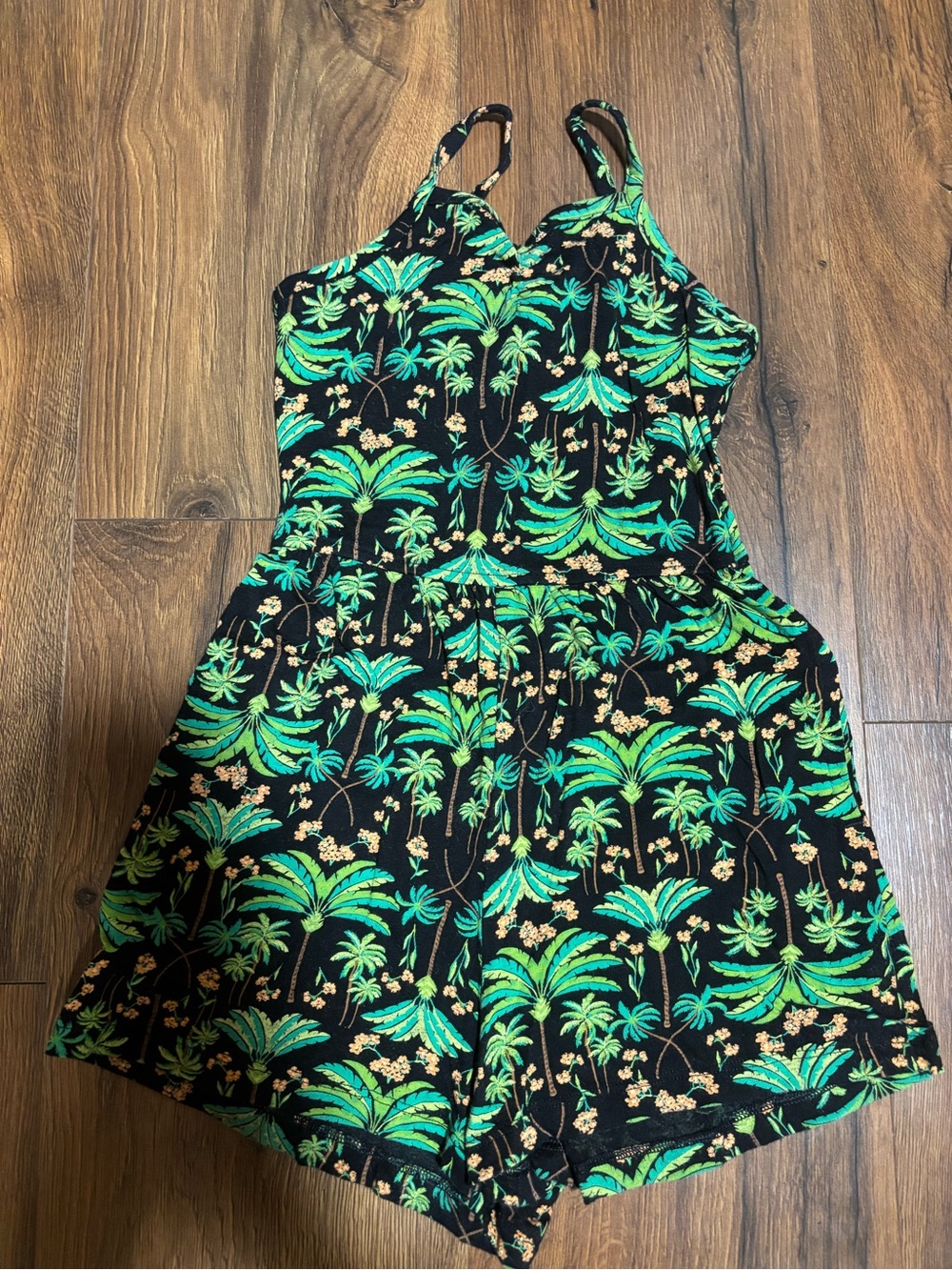 Old Navy Girls’ Sleeveless Tropical Romper - Black XS